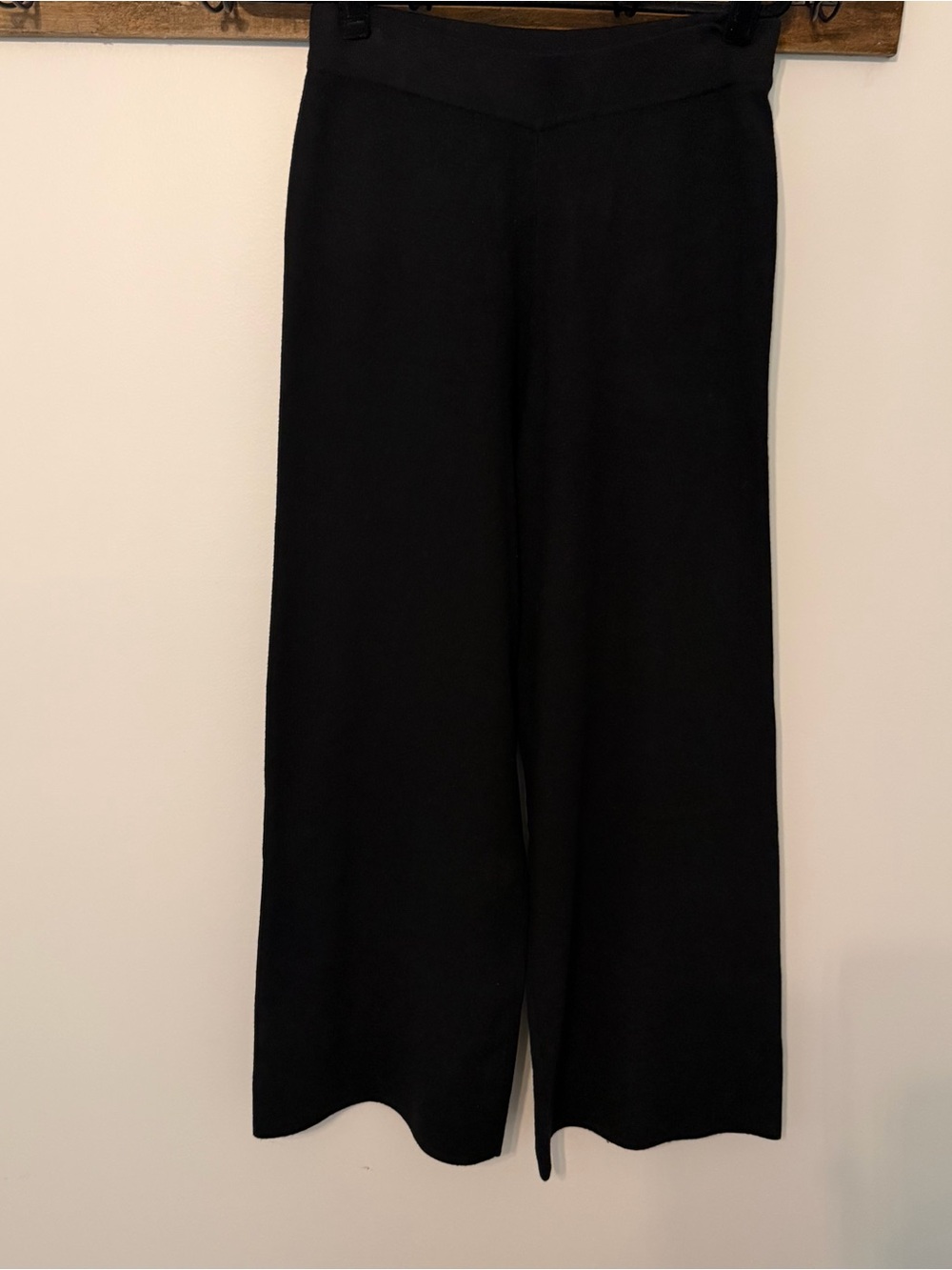 Marled Black Wide Leg Pull-On Pants Size Medium 27” Inseam Lounge Travel